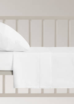 Top sheet crib cotton percale hemstitch detail — White 3