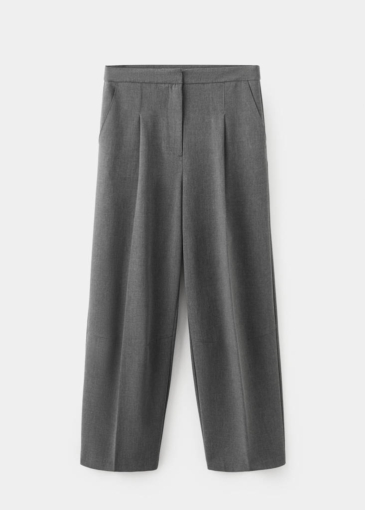 Straight-fit pleated trousers — Grey