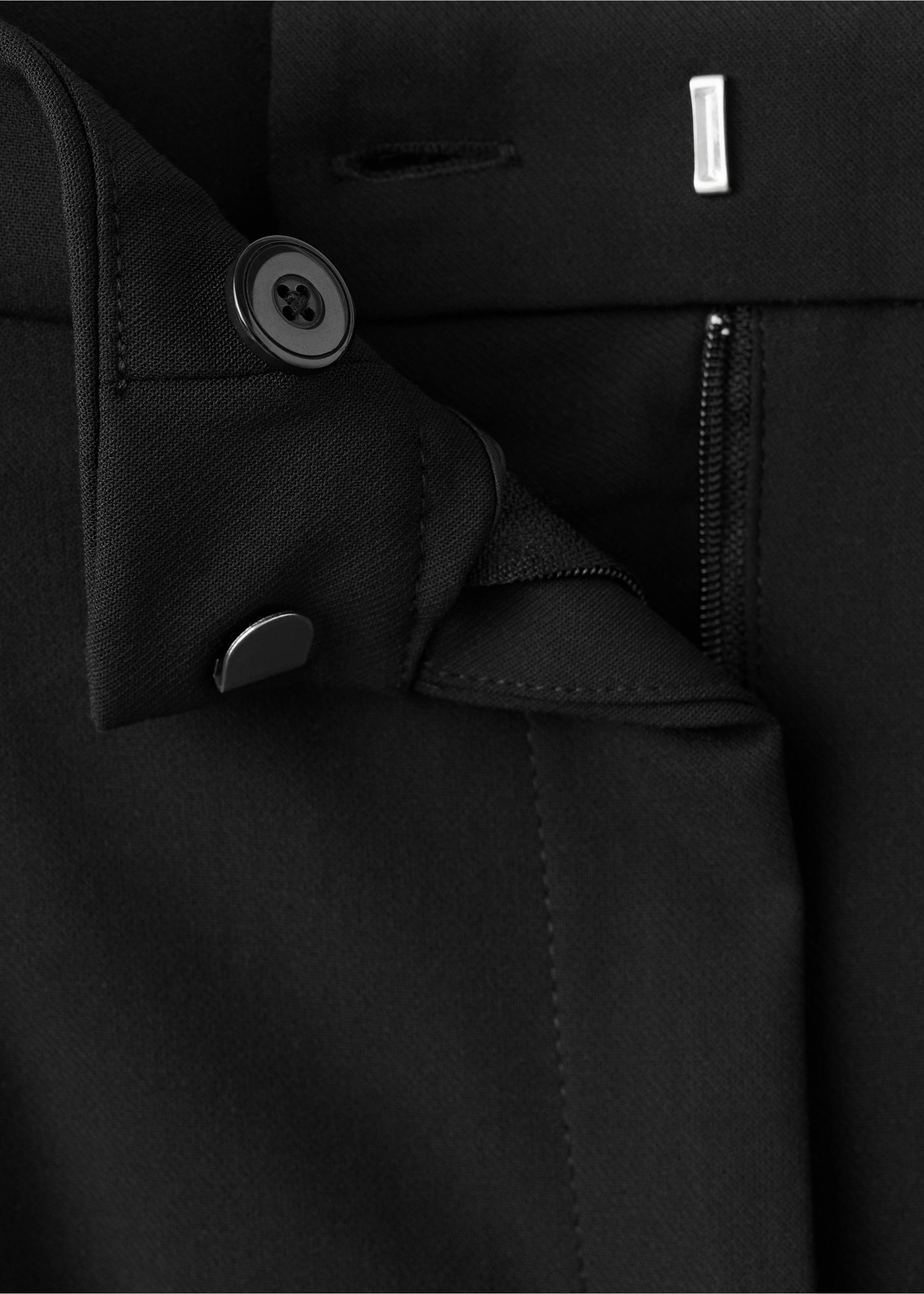 Straight-fit pleated trousers - Details of the article 8, Black. Ref: 27014095-00.