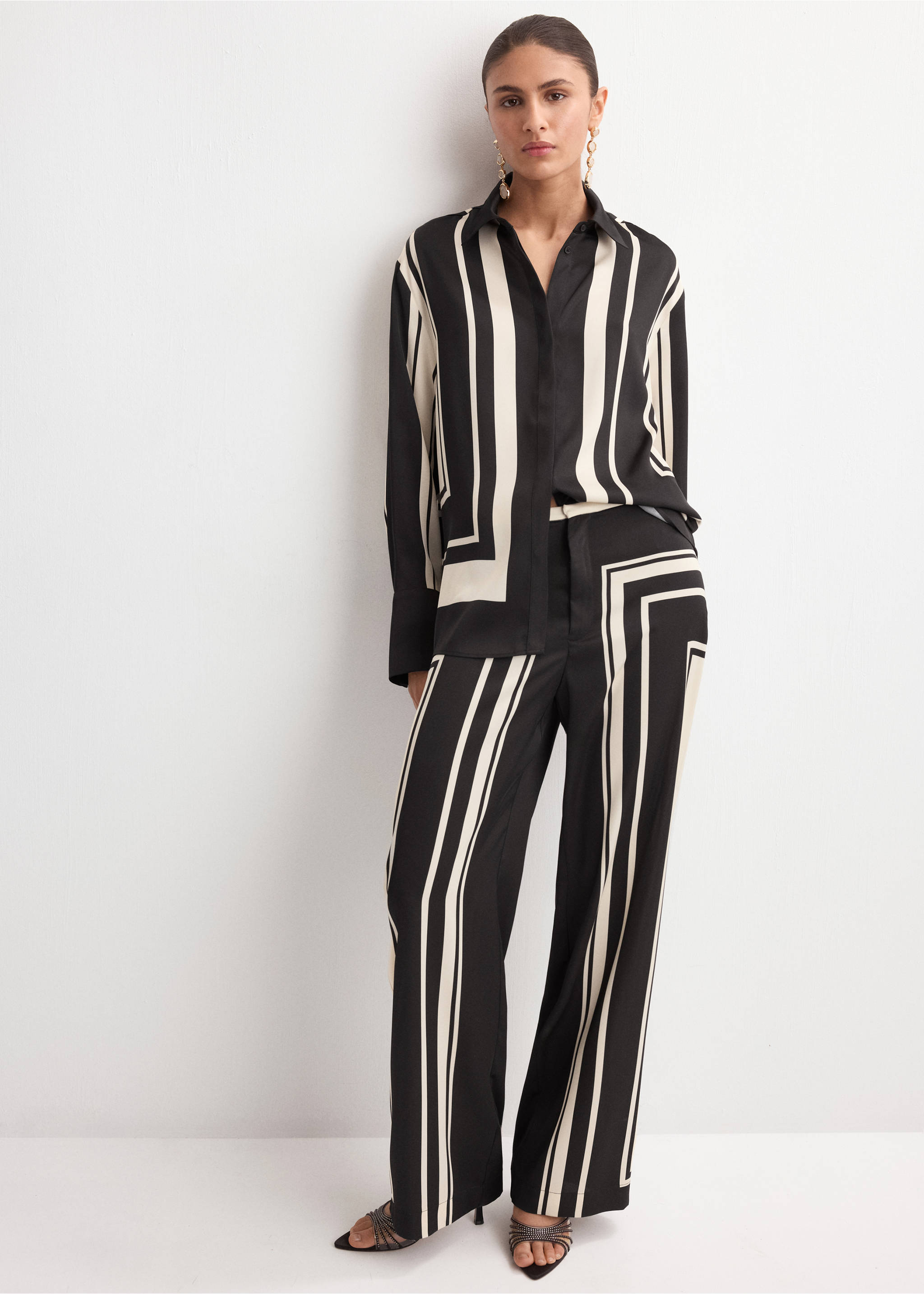 Satin print blouse - General plane, Black. Ref: 27014098-00.