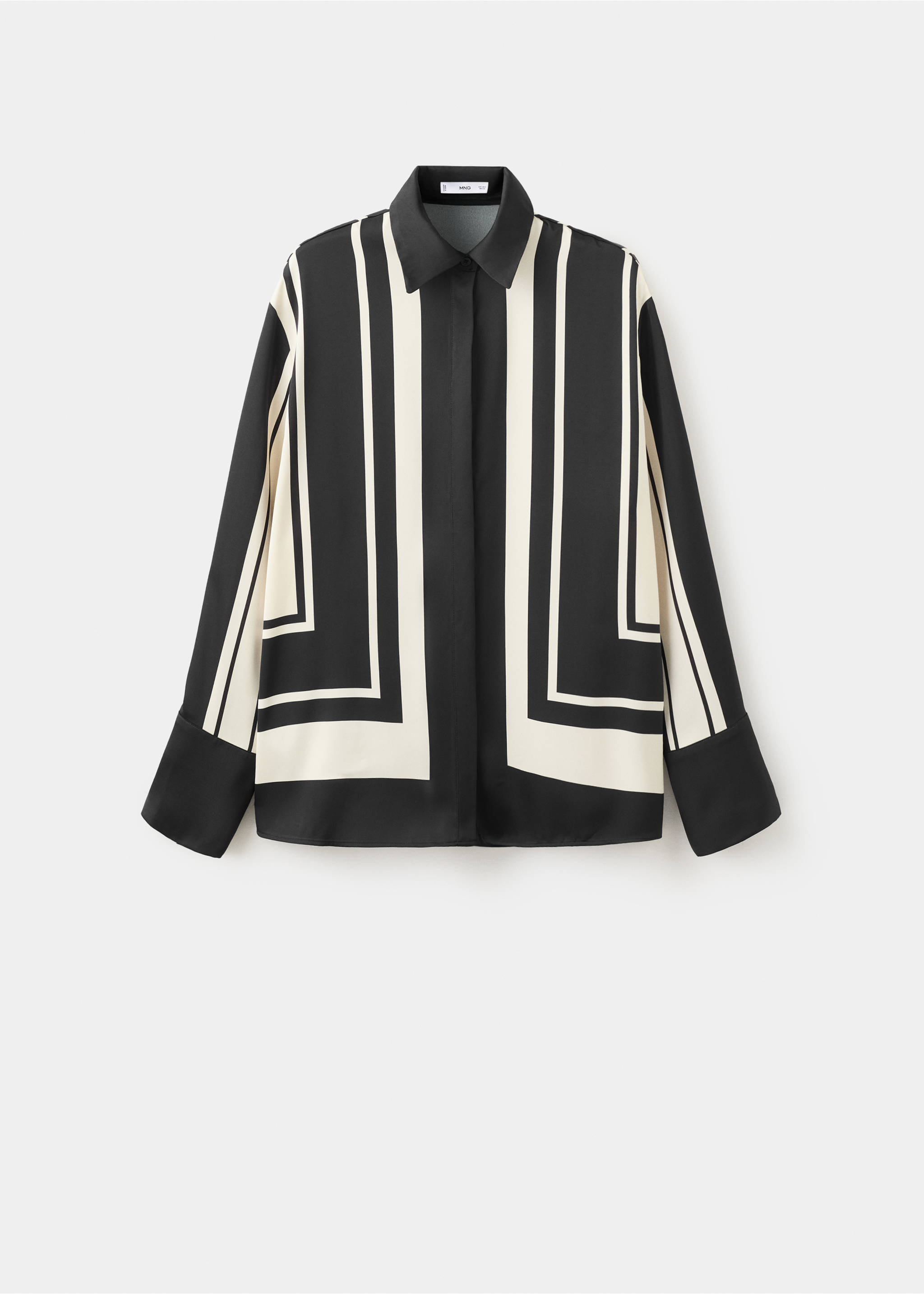 Satin print blouse - Article without model, Black. Ref: 27014098-00.