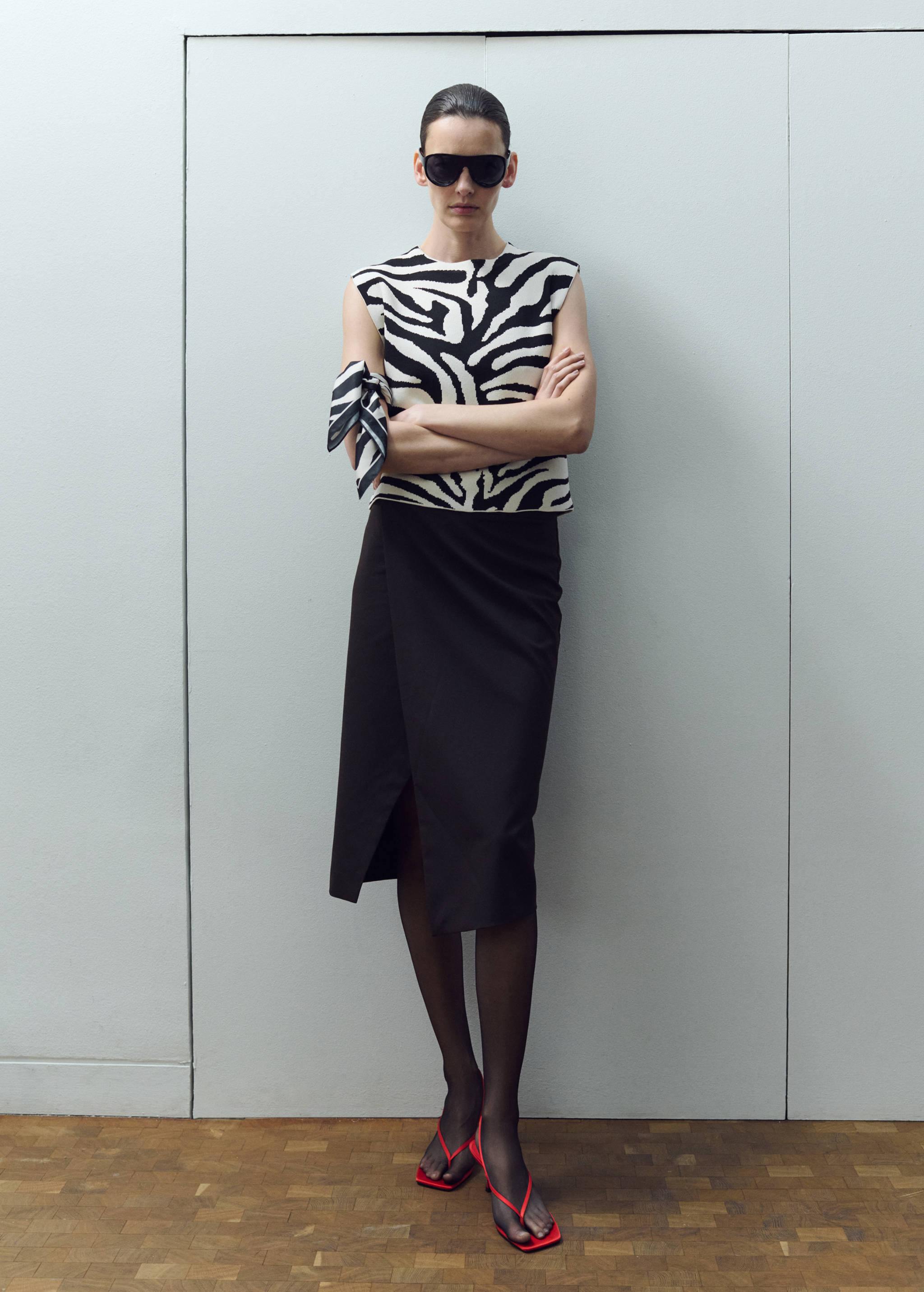 Zebra print knit top - General plane