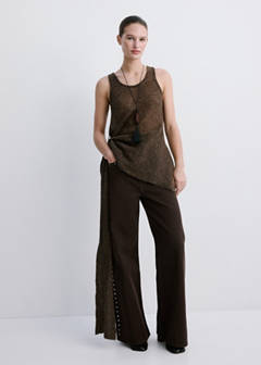 Wide leg studded jeans — Chocolate 2