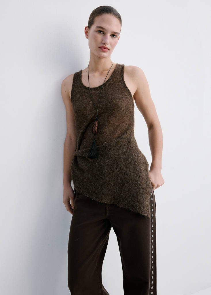 Wide leg studded jeans — Chocolate