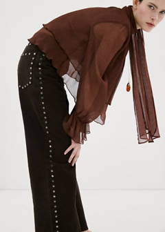 Wide leg studded jeans — Chocolate 5