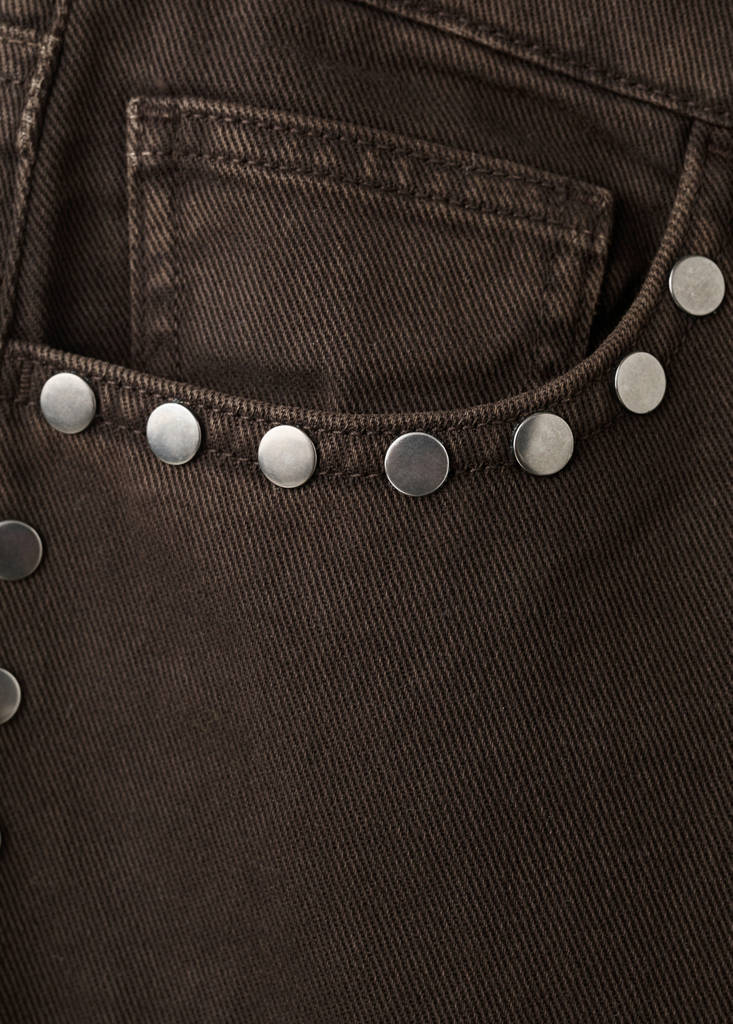 Wide leg studded jeans — Chocolate