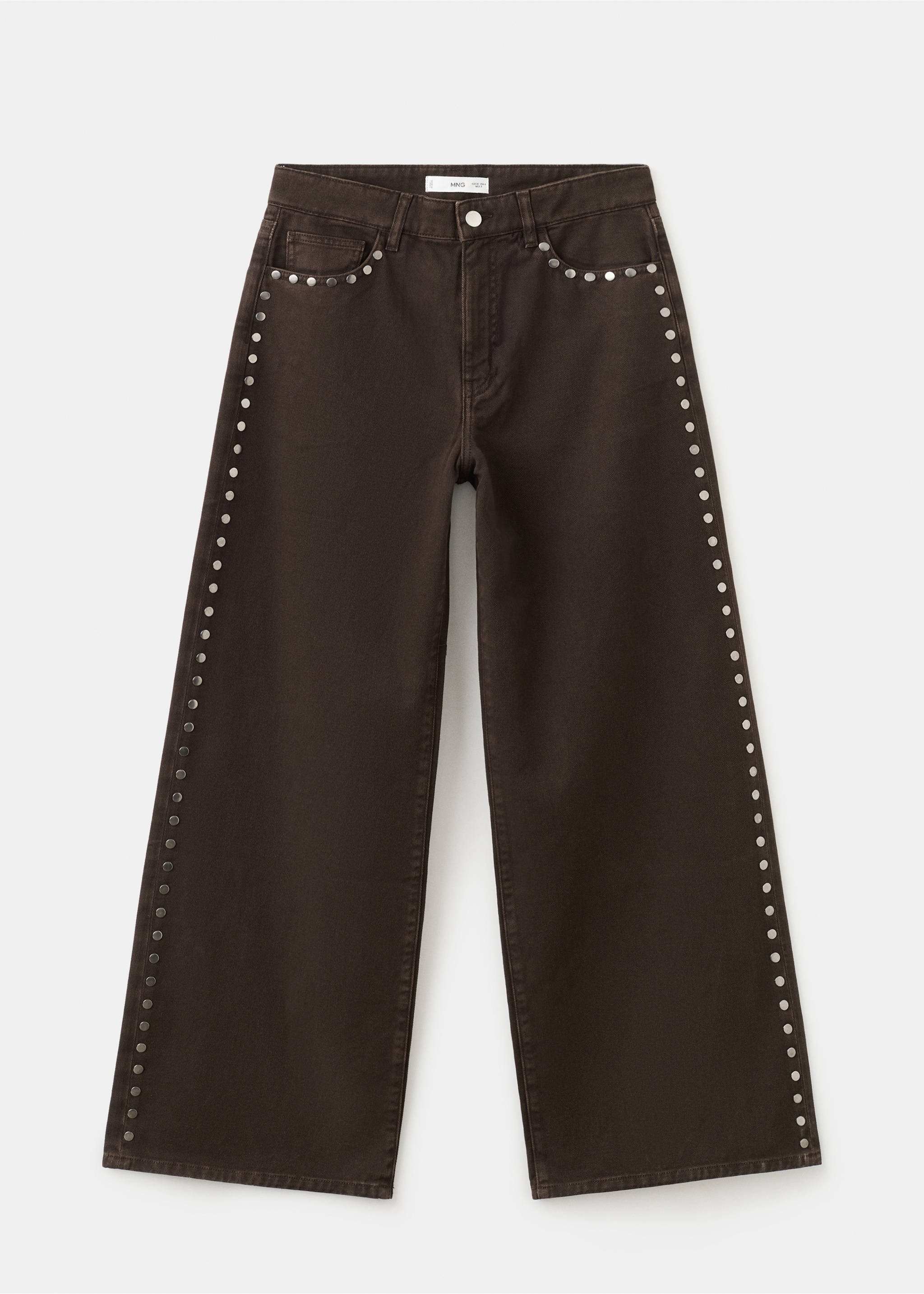 Wide leg studded jeans - Article without model, Chocolate. Ref: 27014101-00.