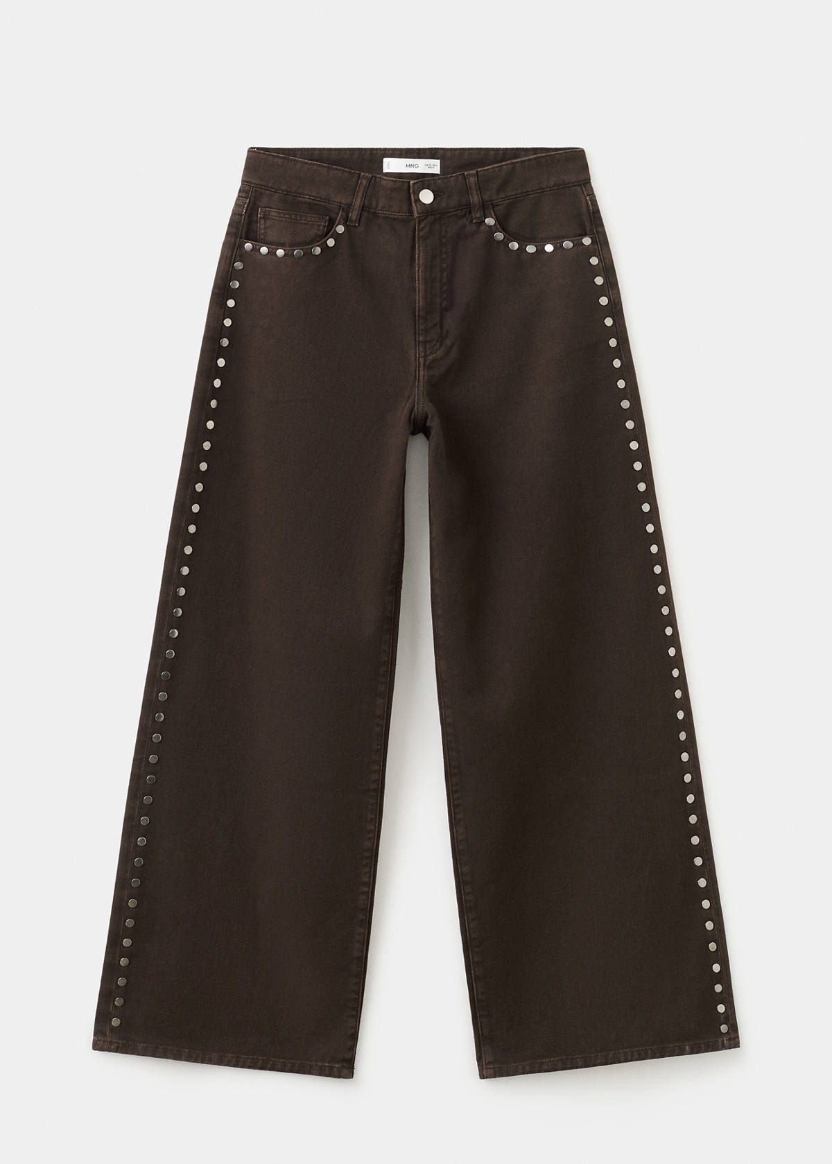 Wide leg studded jeans — Chocolate