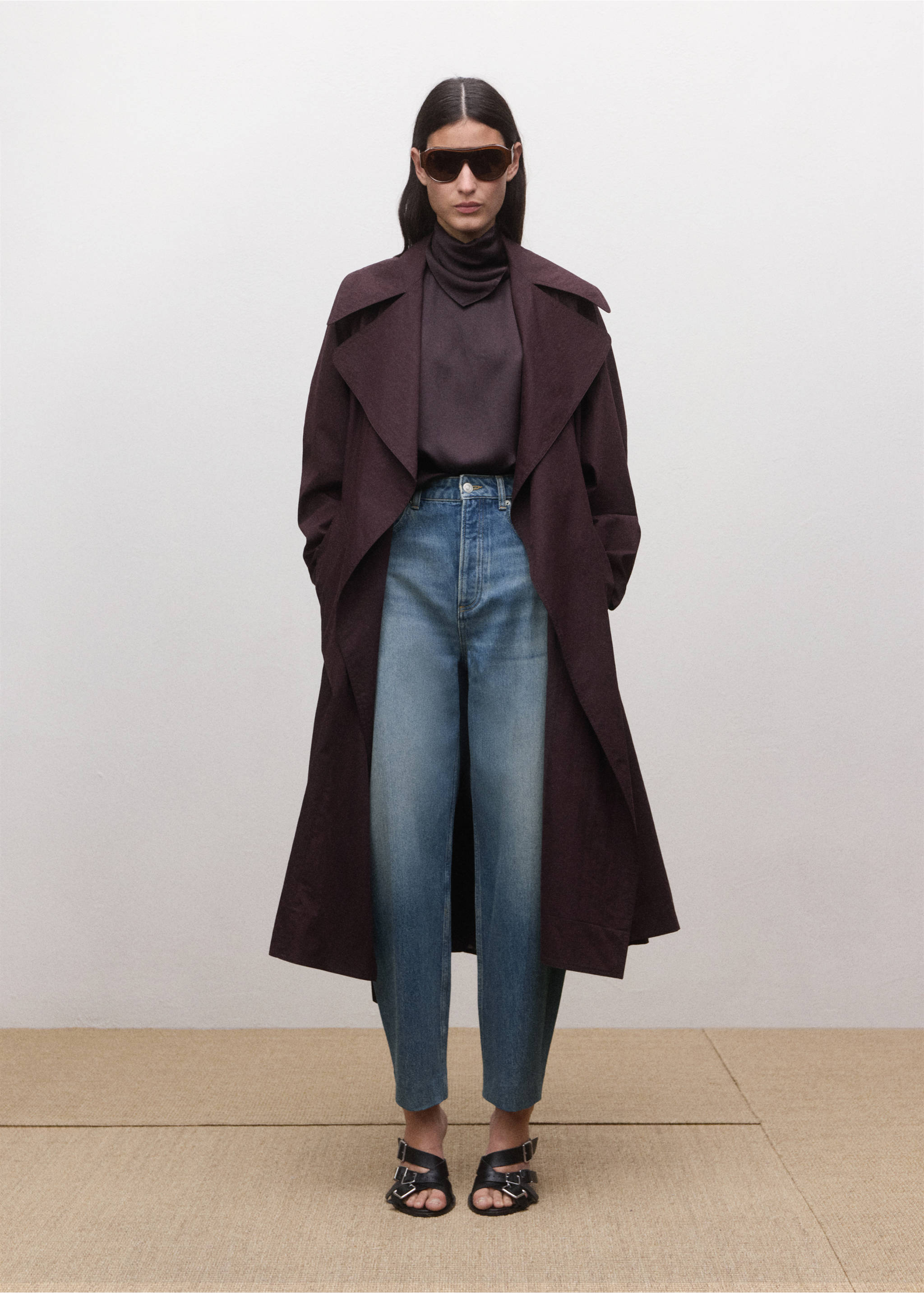 بنطلون جينز بالون عالي الخصر - رؤية عامة, أزرق متوسط. Ref: 27014102-00.