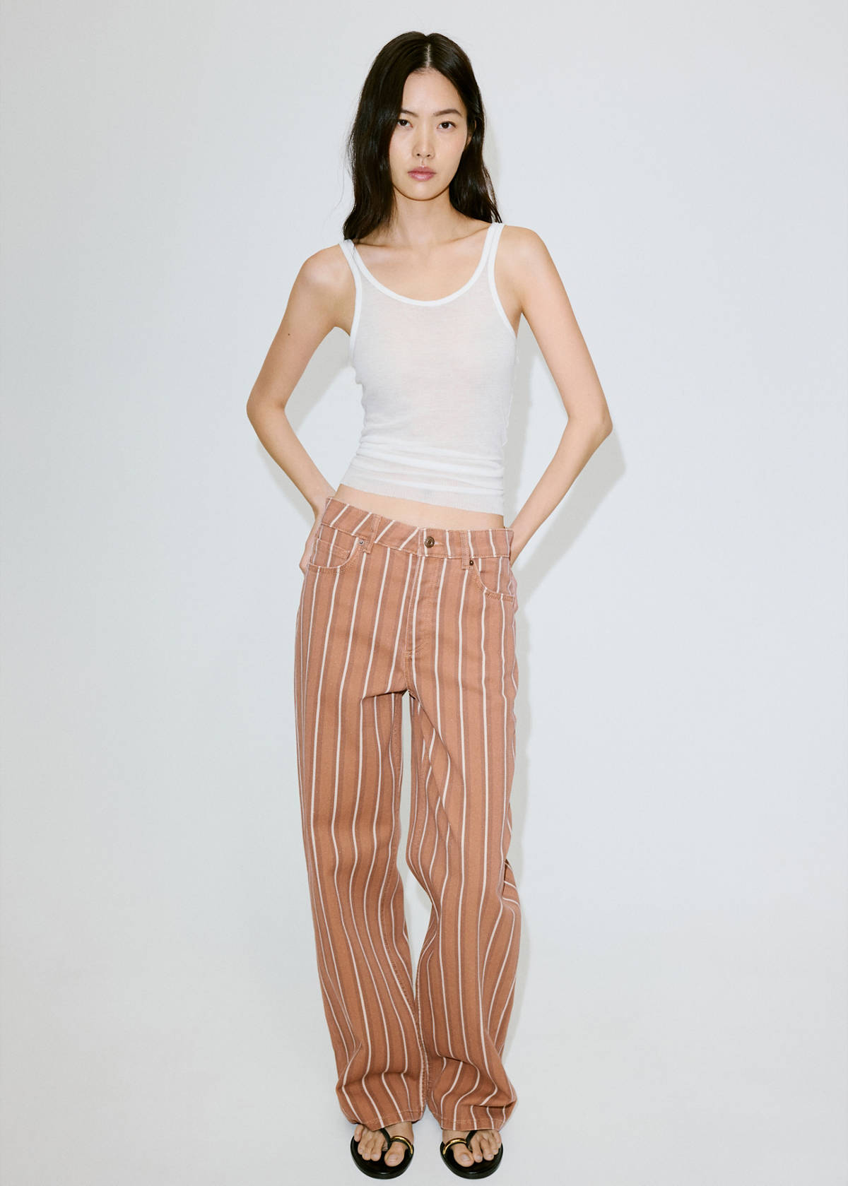 Straight striped jeans — Medium Brown