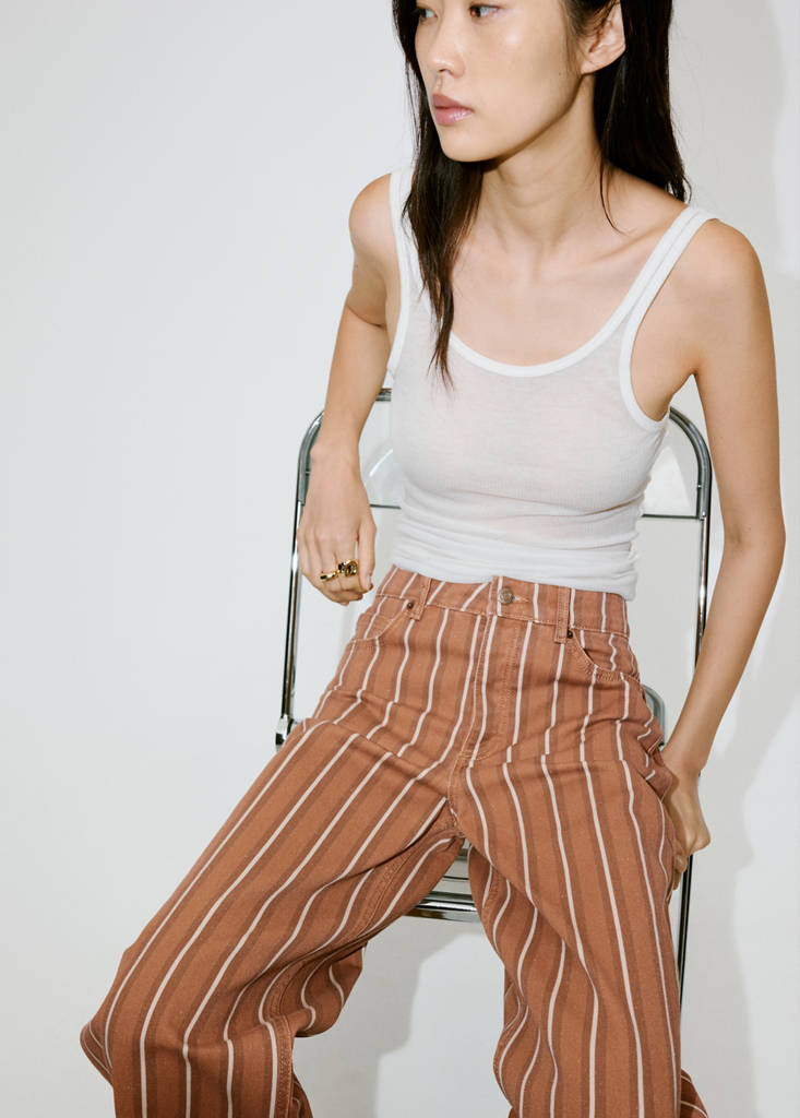 Straight striped jeans — Medium Brown