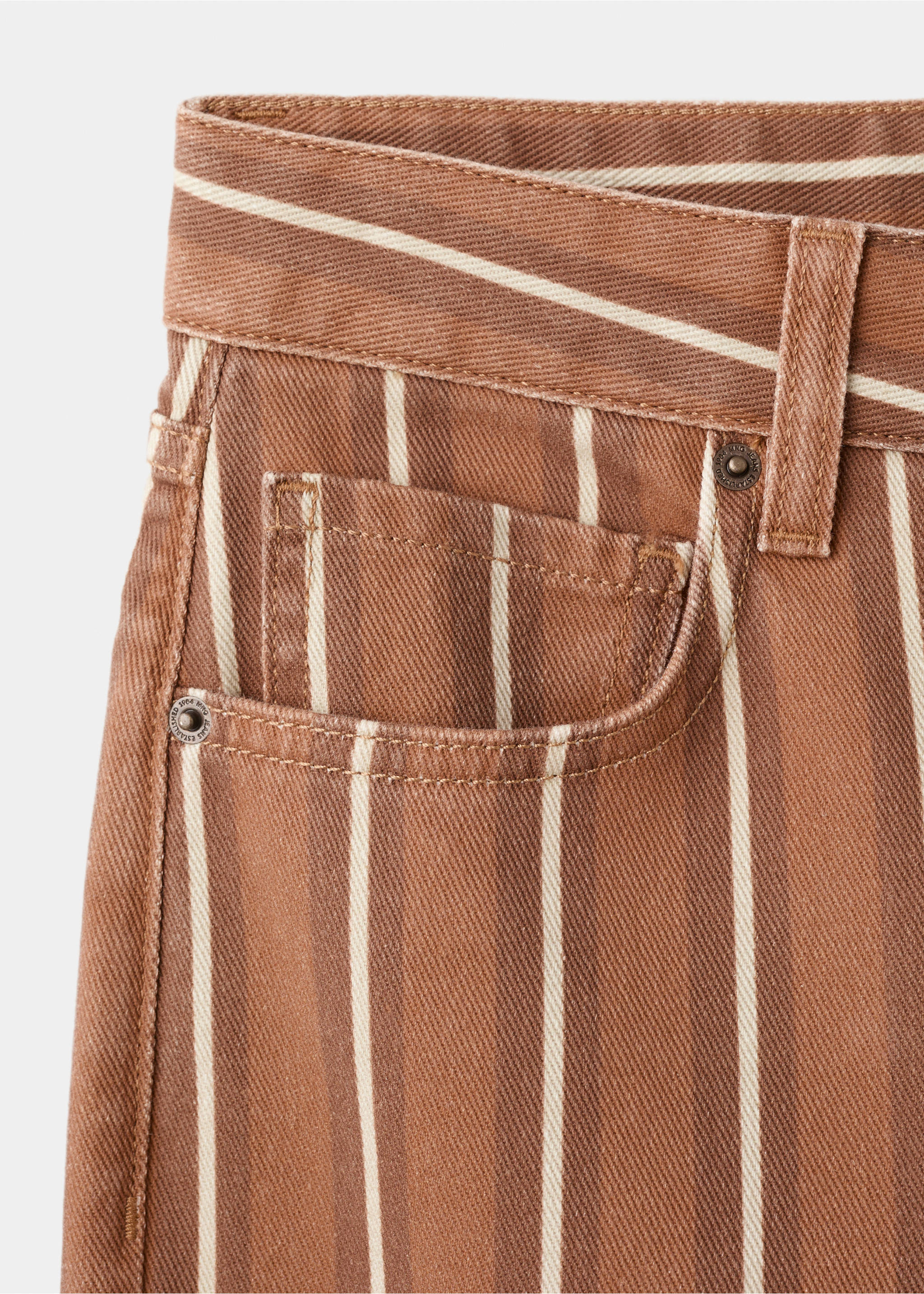 Straight striped jeans - Details of the article 8, Medium Brown. Ref: 27014103-00.