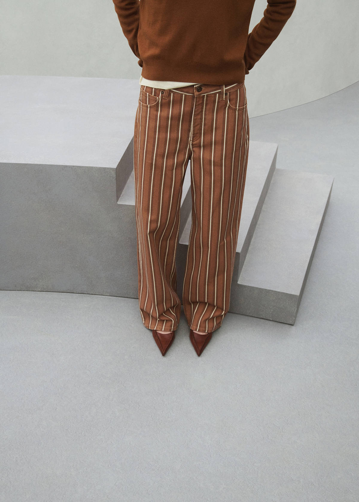 Straight striped jeans — Medium Brown