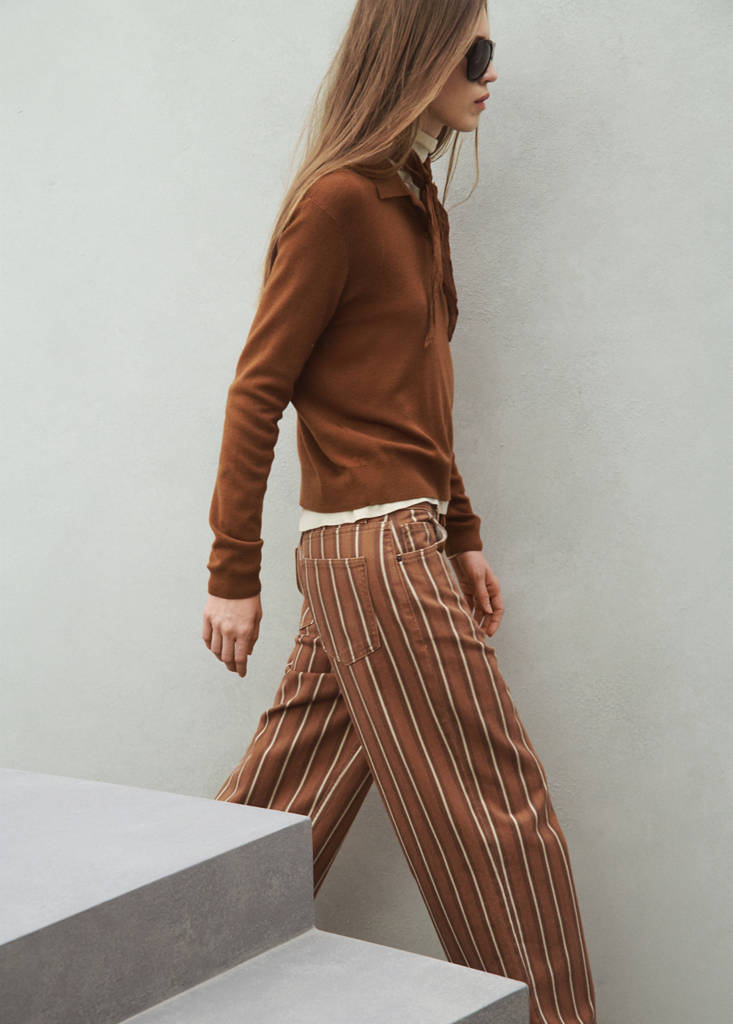 Straight striped jeans — Medium Brown