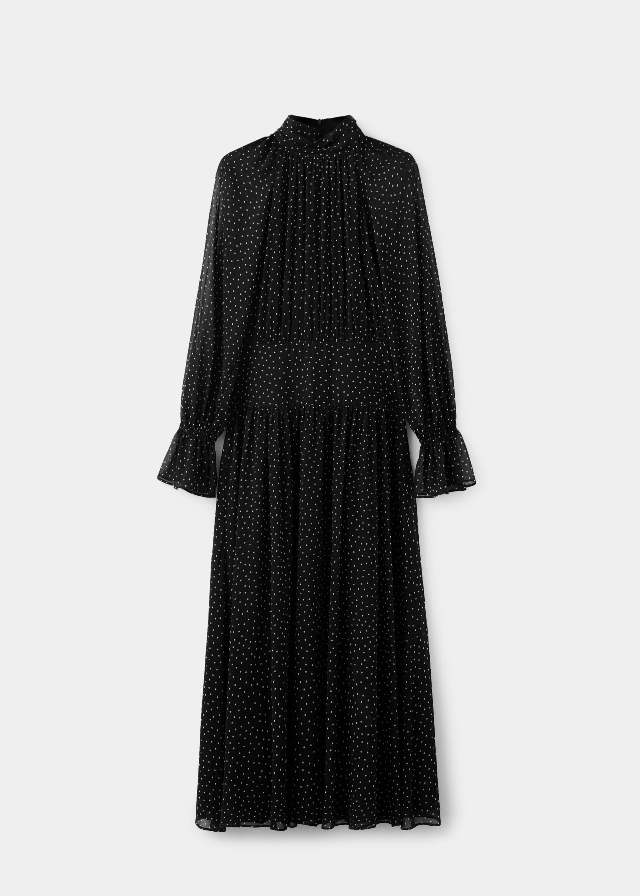 Платье в горошек с объемными рукавами - Изделие без модели, Черный. Ref: 27014104-00.
