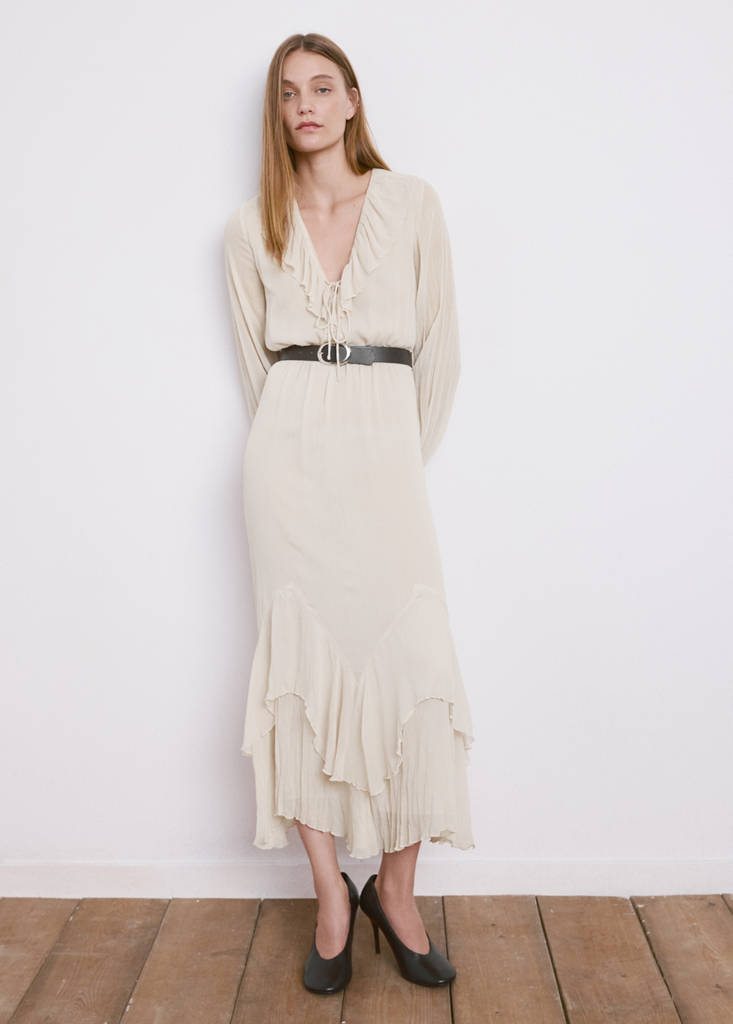 Long ruffled dress — Ice Grey