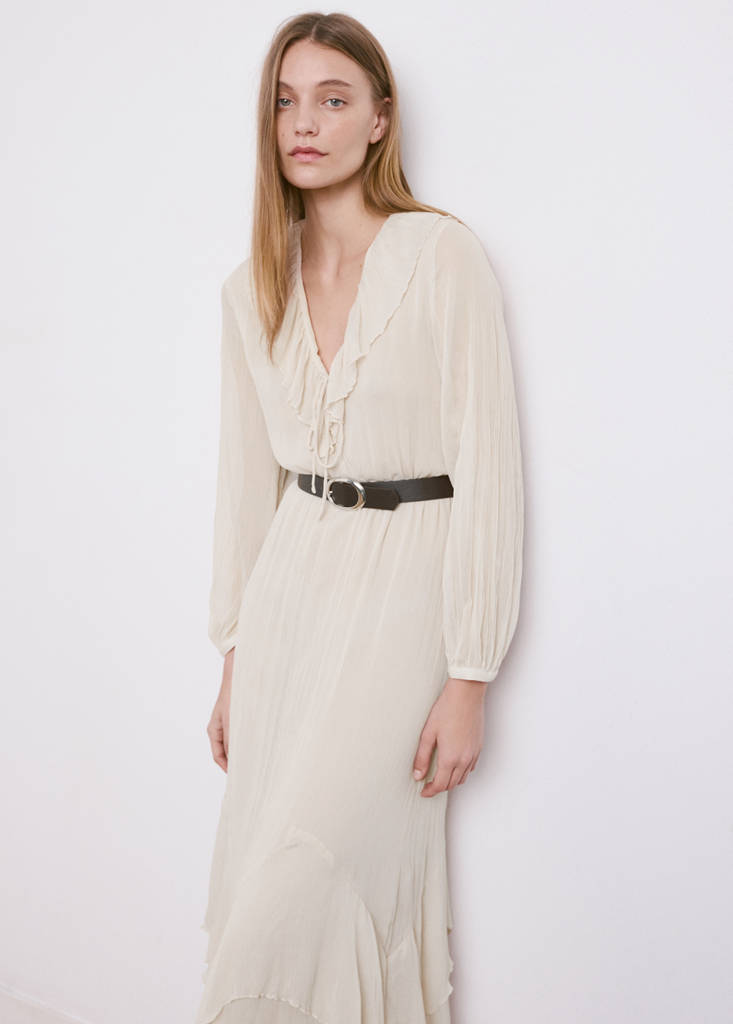 Long ruffled dress — Ice Grey