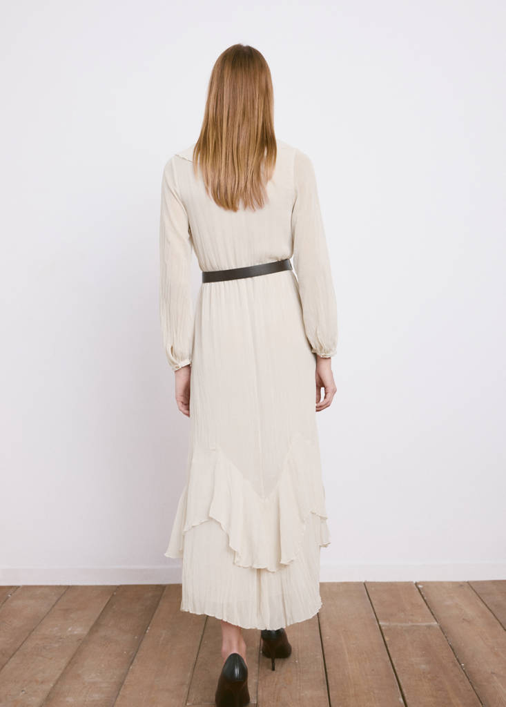 Long ruffled dress — Ice Grey
