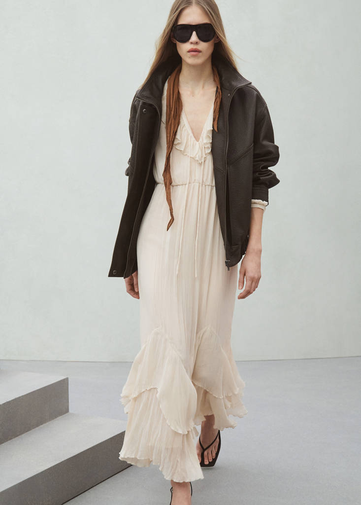 Long ruffled dress — Ice Grey
