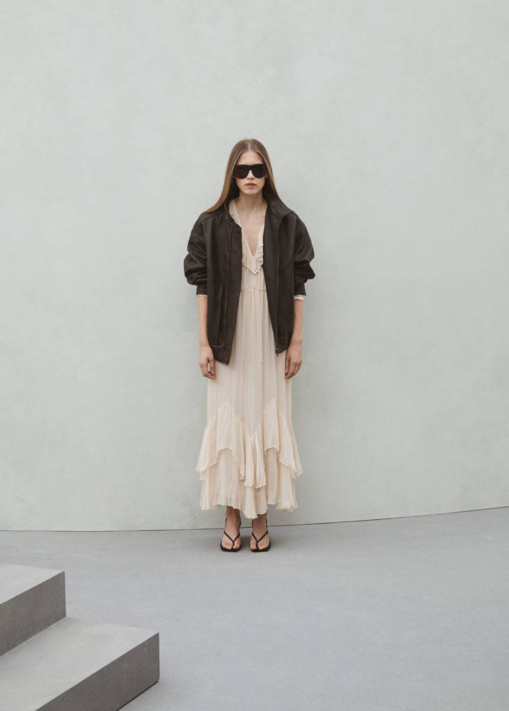 Long ruffled dress — Ice Grey