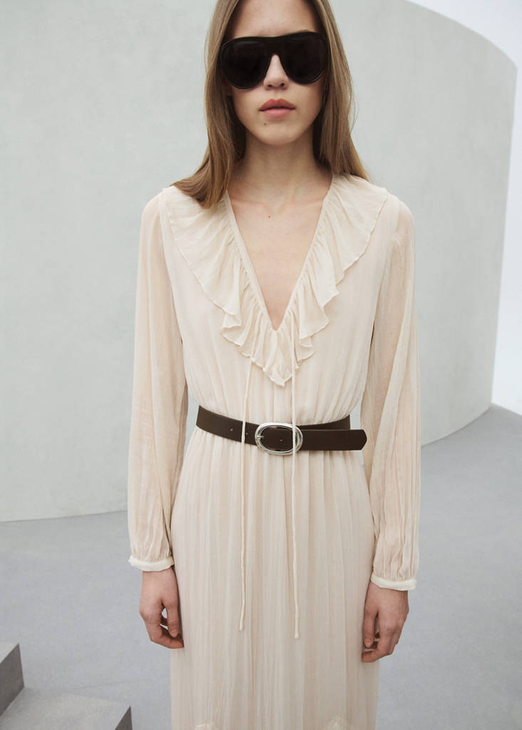Long ruffled dress — Ice Grey