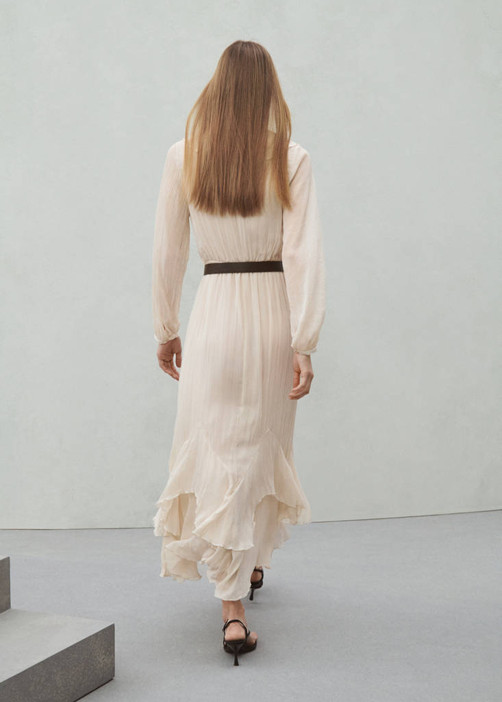 Long ruffled dress — Ice Grey