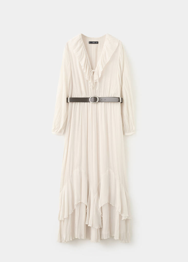 Long ruffled dress — Ice Grey
