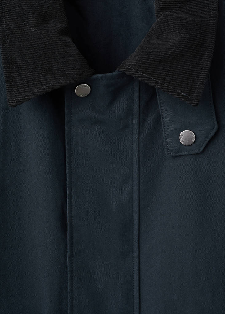Water-repellent jacket with corduroy collar — Navy
