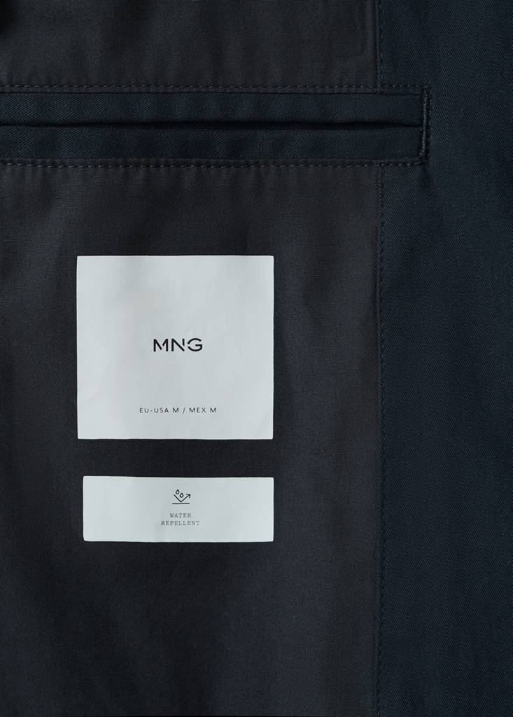 Water-repellent jacket with corduroy collar — Navy