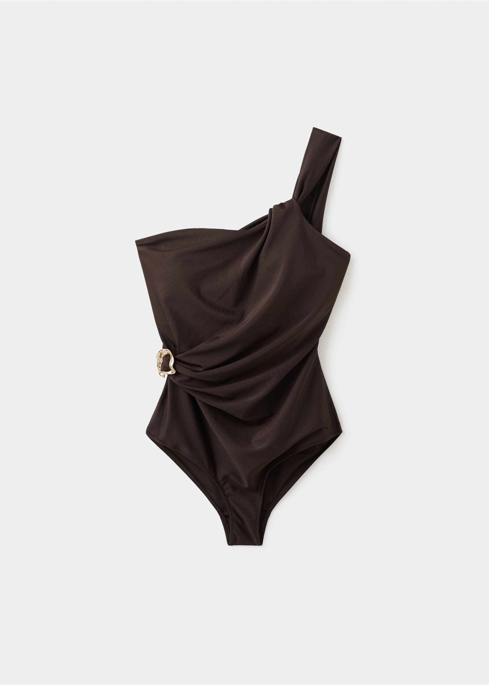 Maillot de bain asymétrique détail métallique - Article sans modèle, Marron. Ref: 27014414-00.