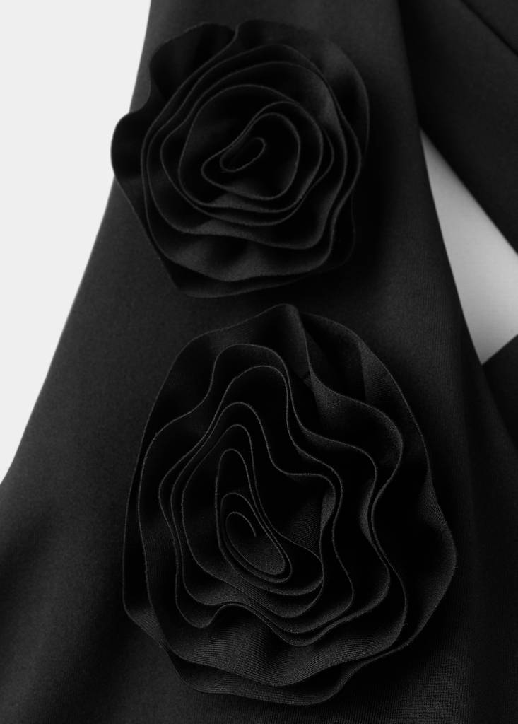 Floral cross-back swimsuit — Black