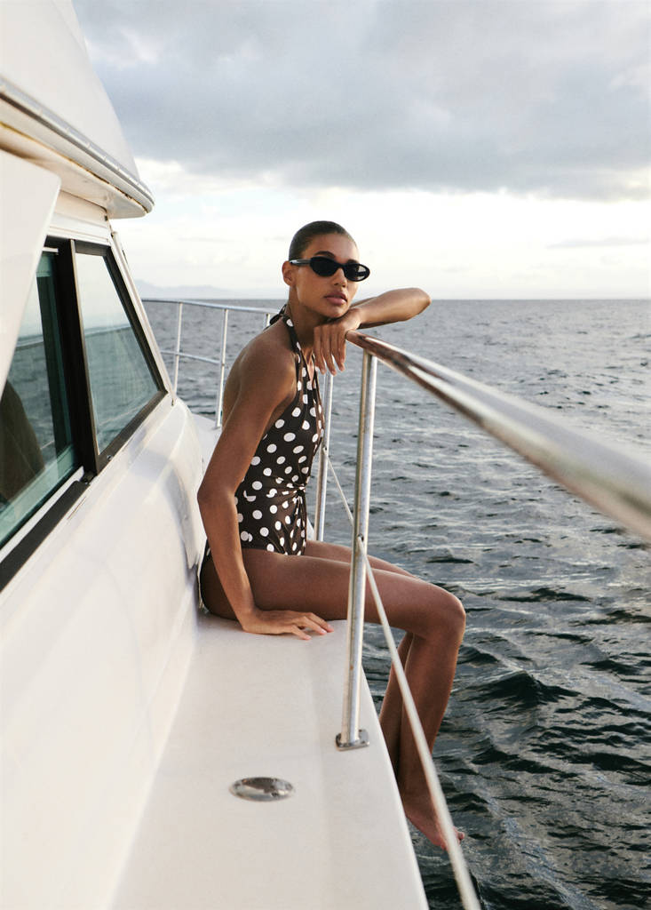Halter polka dot swimsuit