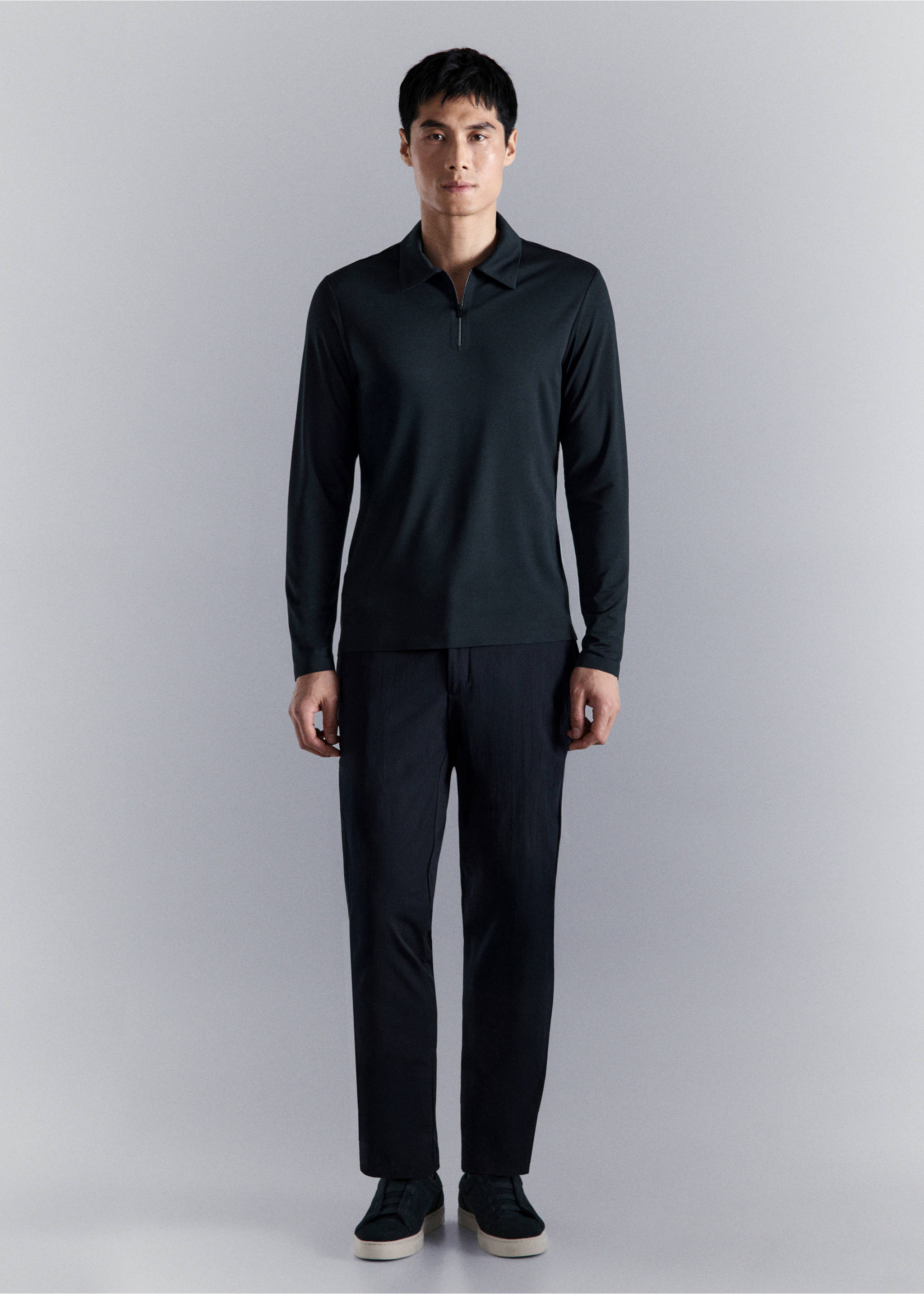 Polo comfort stretch Coolmax ® - Plano general, Azul marino. Ref: 27014428-00.