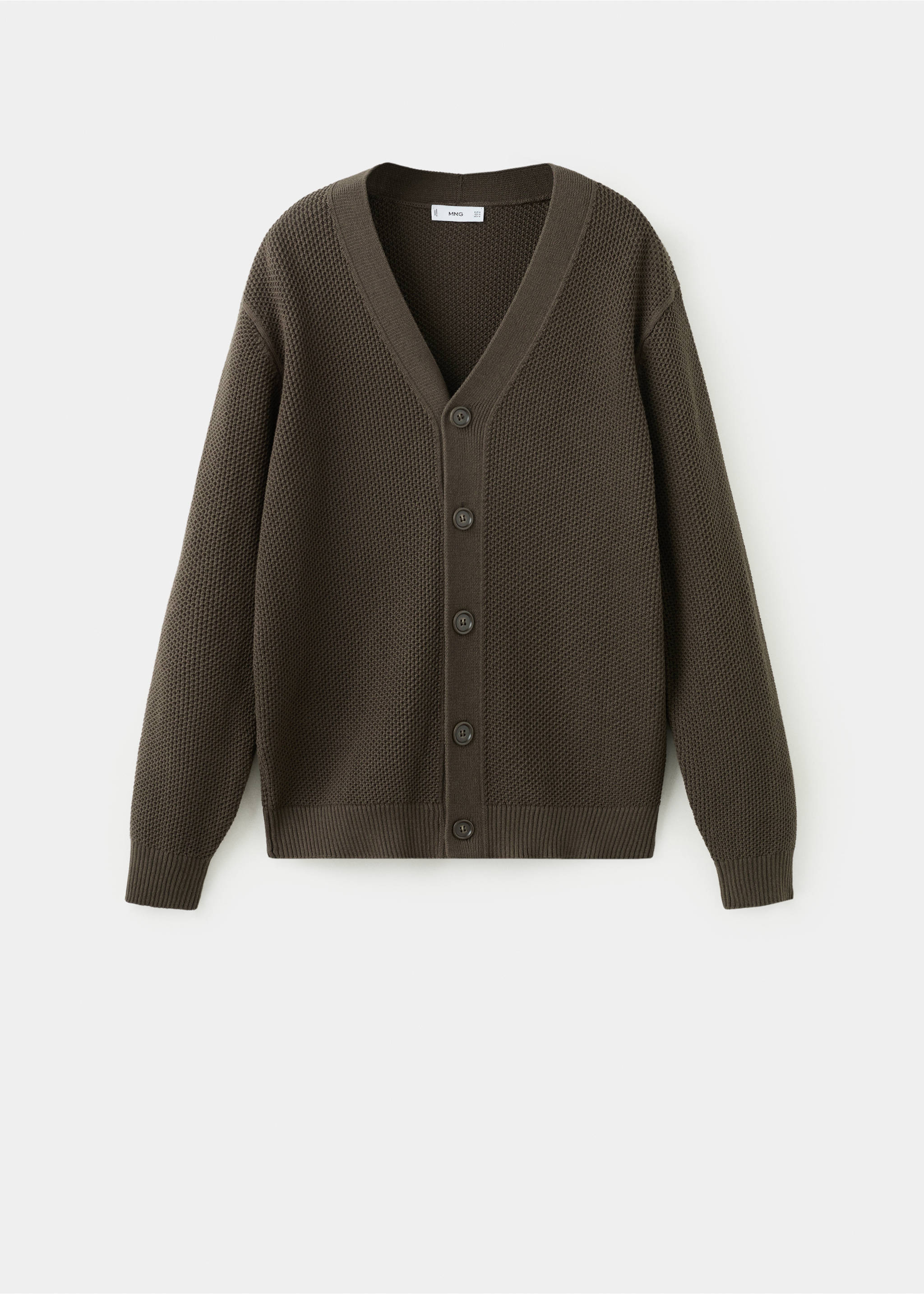 Cárdigan punto medio microestructura - Artículo sin modelo, Chocolate. Ref: 27014430-00.