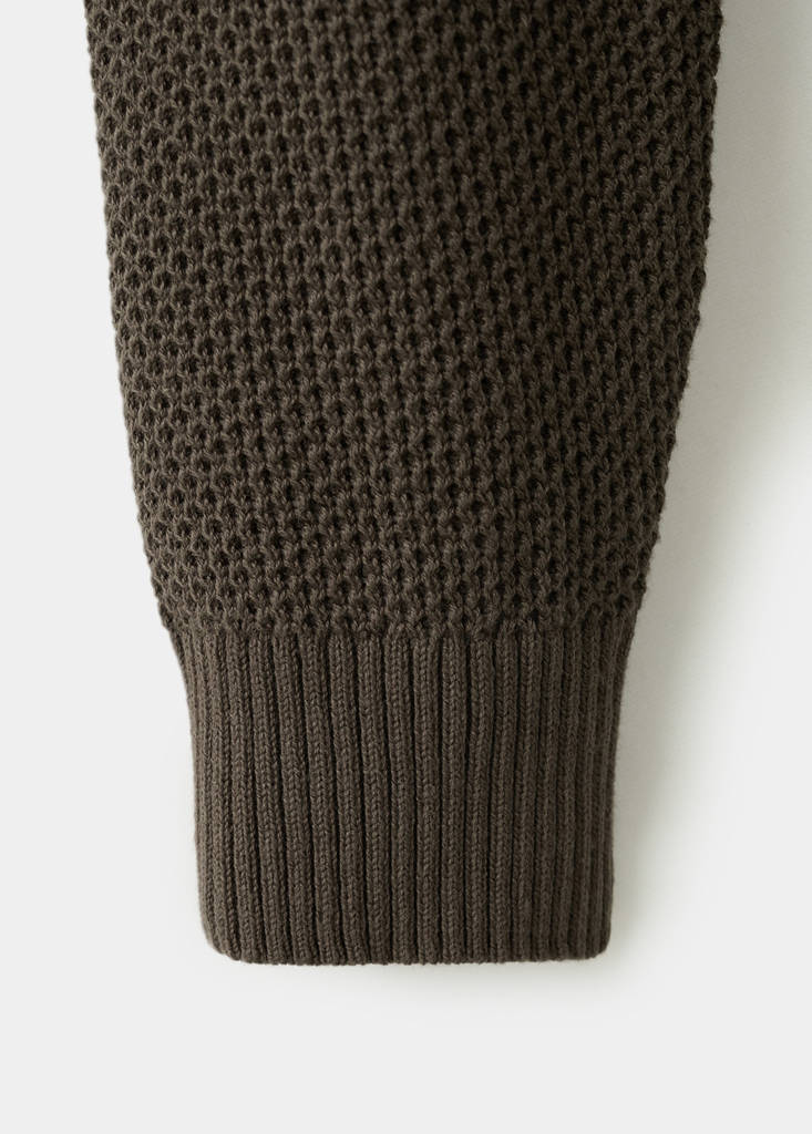 Mid-weight microstructure knit cardigan — Chocolate