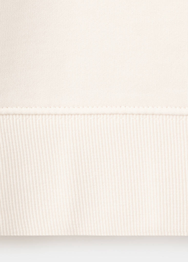 Zip neck sweatshirt 100% cotton lightweight — Ecru