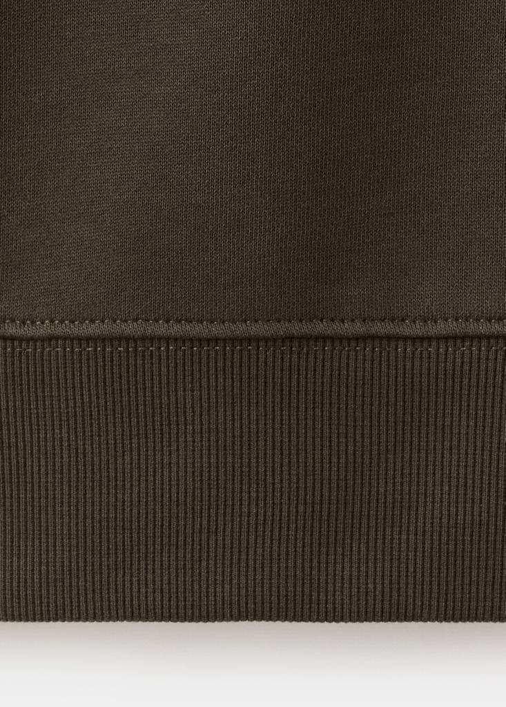 Zip neck sweatshirt 100% cotton lightweight — Chocolate