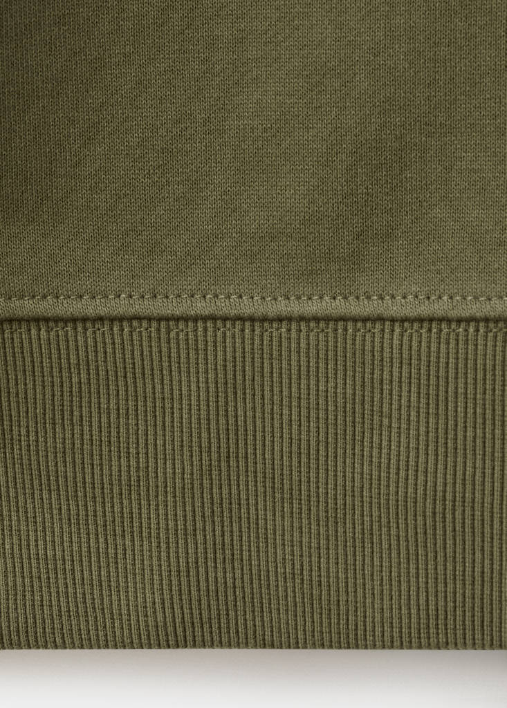 Zip neck sweatshirt 100% cotton lightweight — Dark Green
