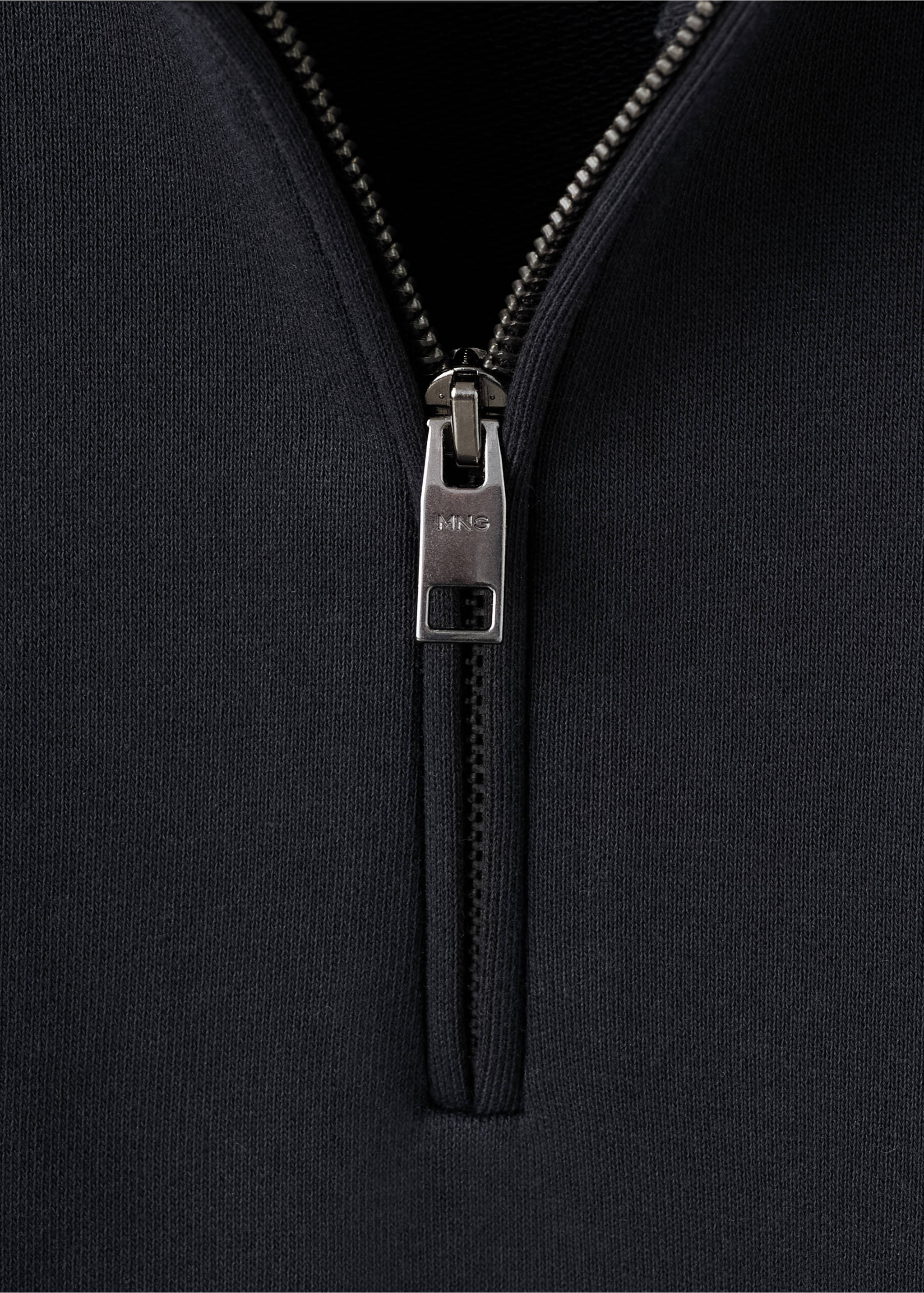 Sudadera cuello cremallera 100% algodón ligero - Detalle del artículo 8, Azul marino. Ref: 27014433-00.