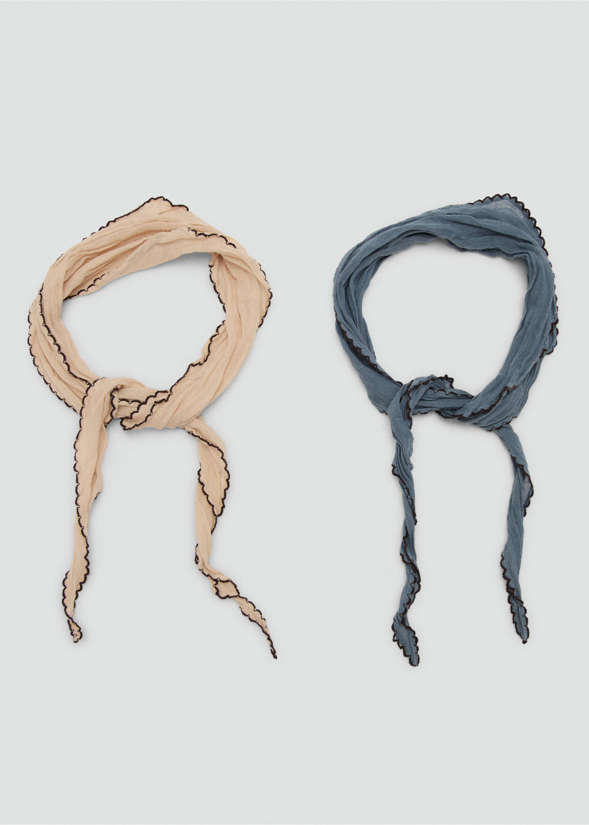 Set of 2 combined scarves - Article without model, Blue. Ref: 27014438-00.
