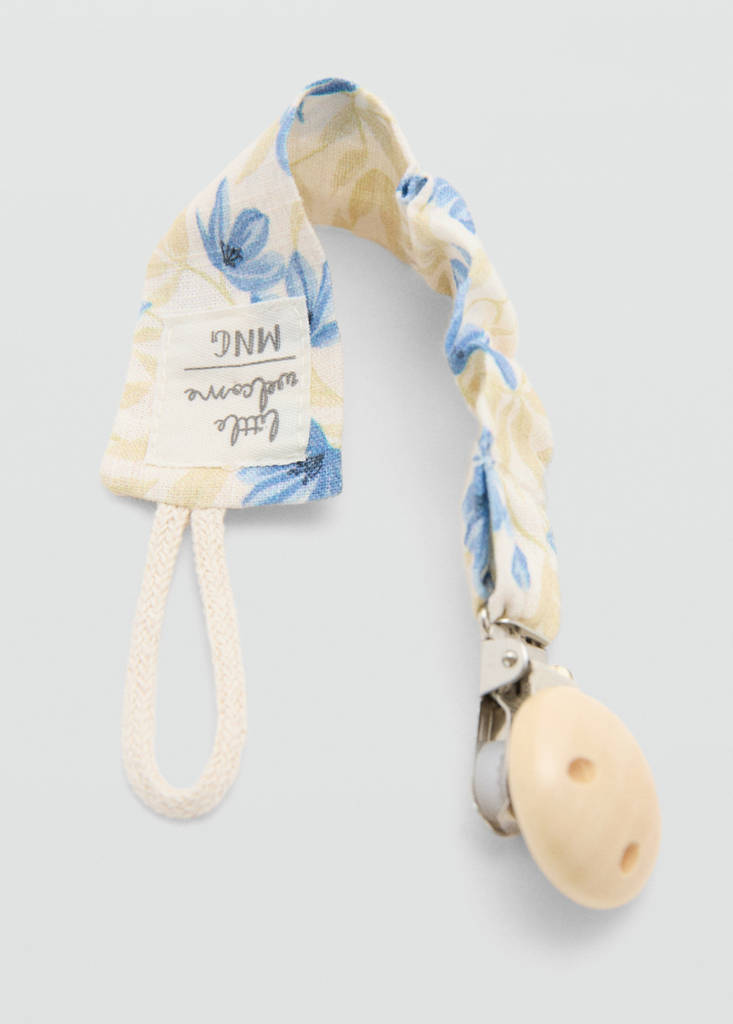 Floral cotton pacifier clip — Yellow