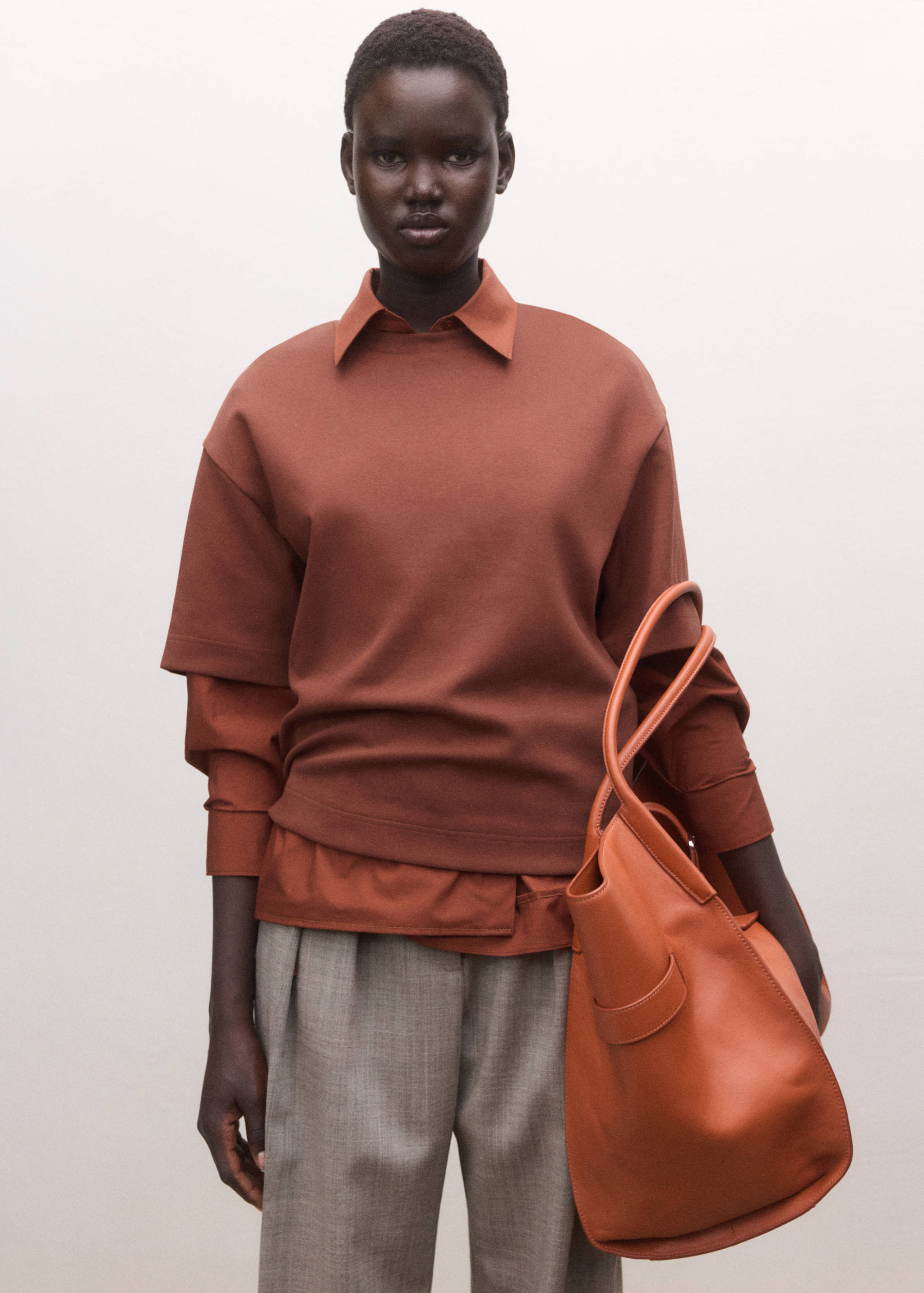 Oversized cotton t-shirt - Medium plane, Russet. Ref: 27014442-00.