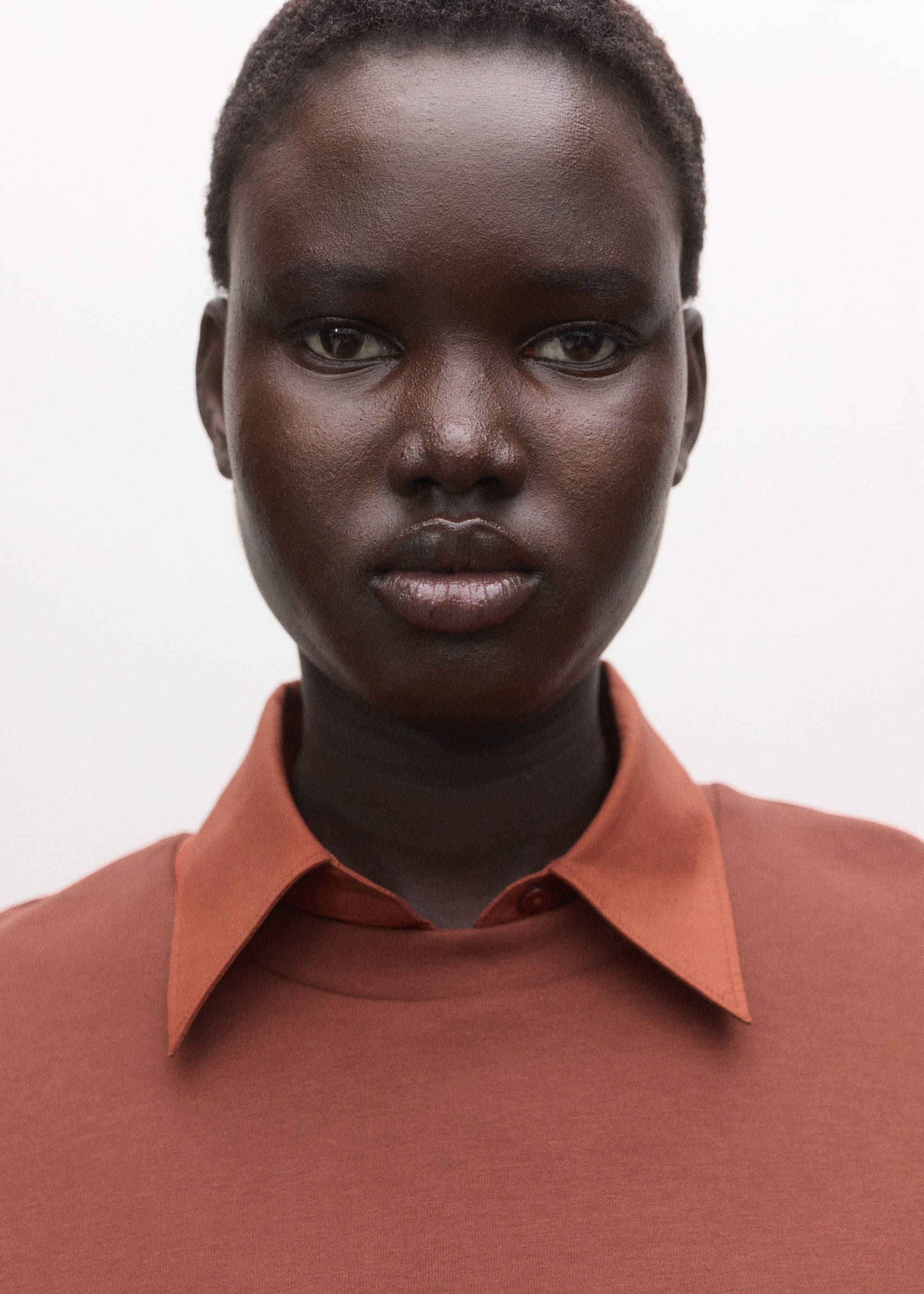 Oversized cotton t-shirt - Details of the article 1, Russet. Ref: 27014442-00.