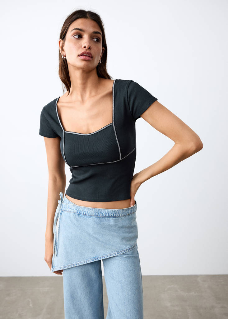 Seam detail T-shirt — Navy