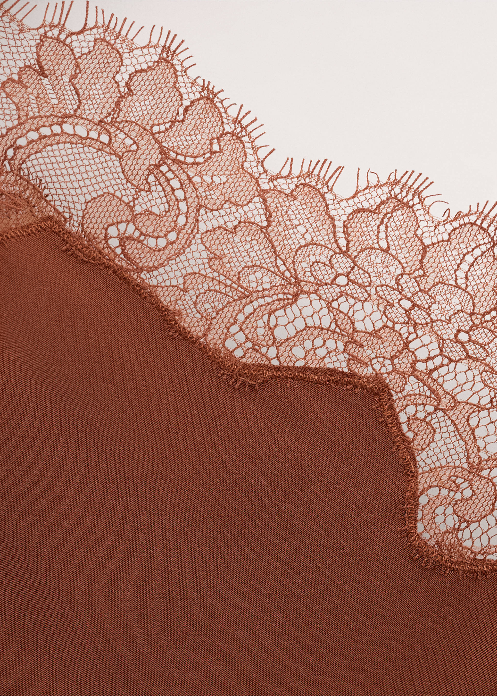 Vestido satinado encaje asimétrico - Detalle del artículo 0, Naranja tostado. Ref: 27014449-00.