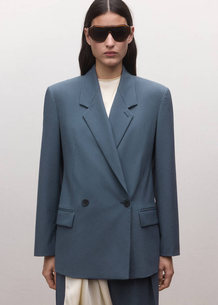 Wool-blend suit blazer — Blue