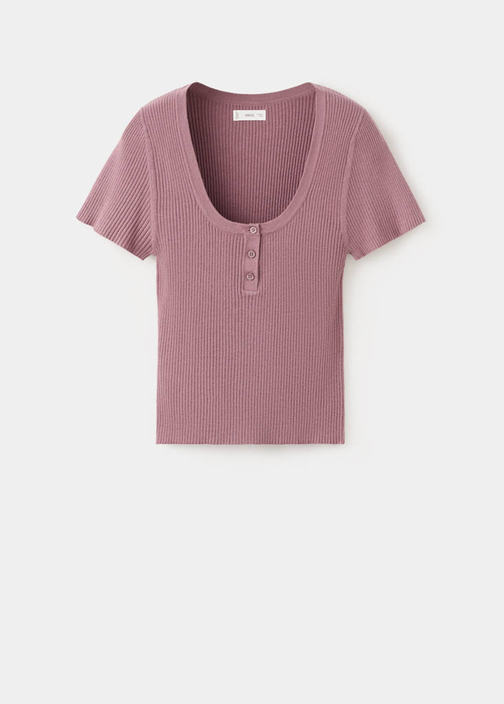 Ribbed  knit t-shirt — Pink