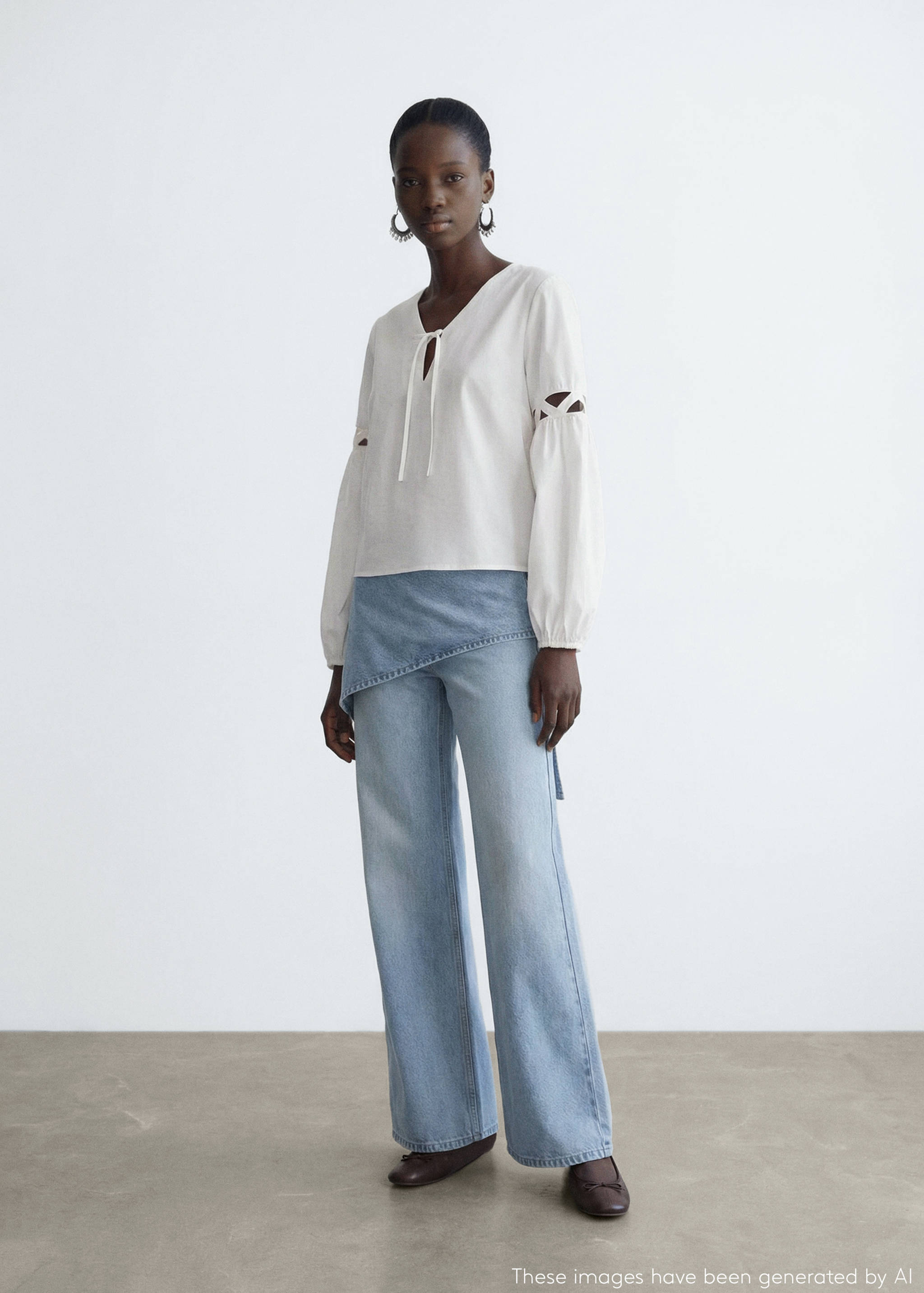 Bow cotton blouse - General plane