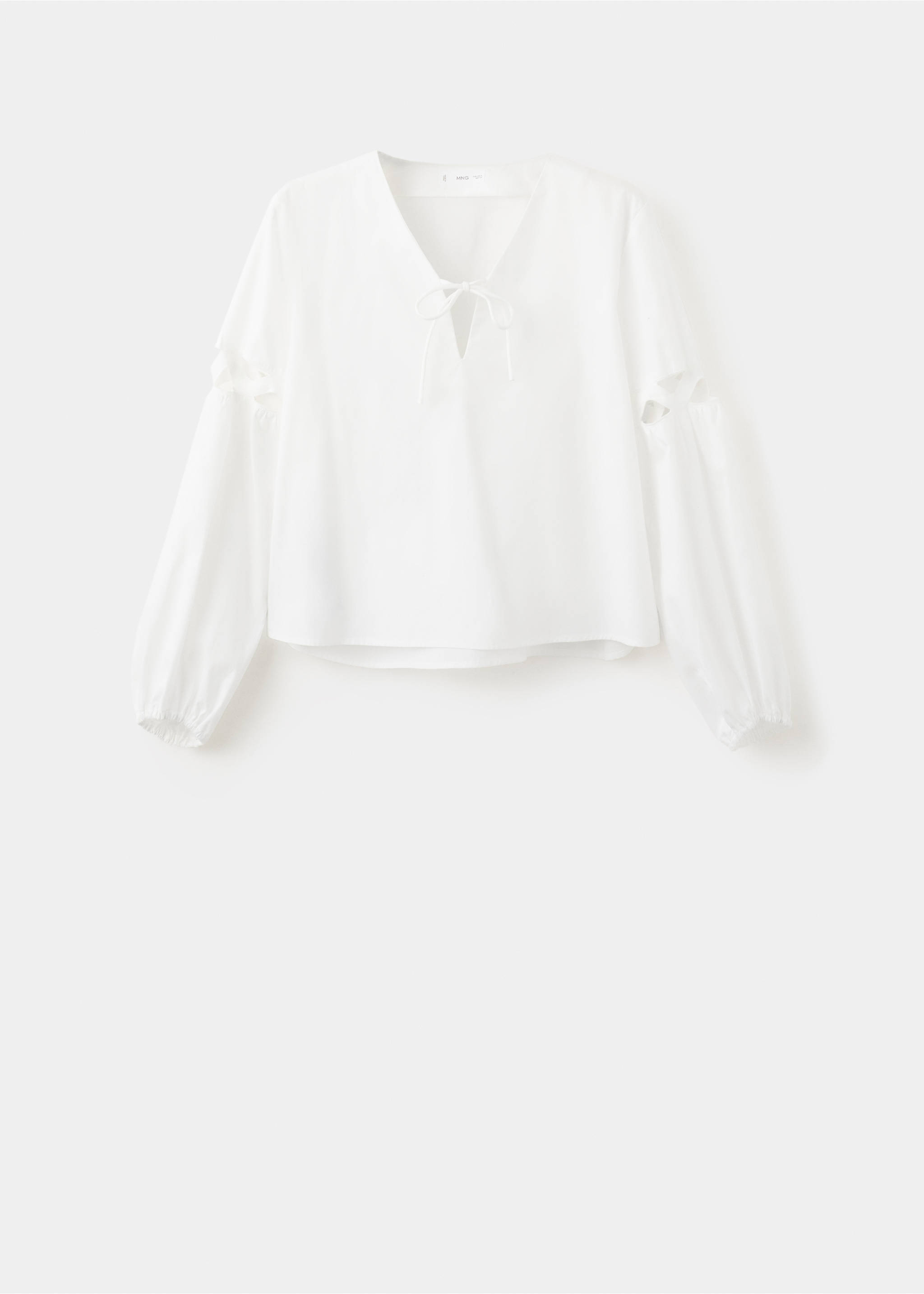 Blusa algodón lazo - Artículo sin modelo, Blanco roto. Ref: 27014774-00.