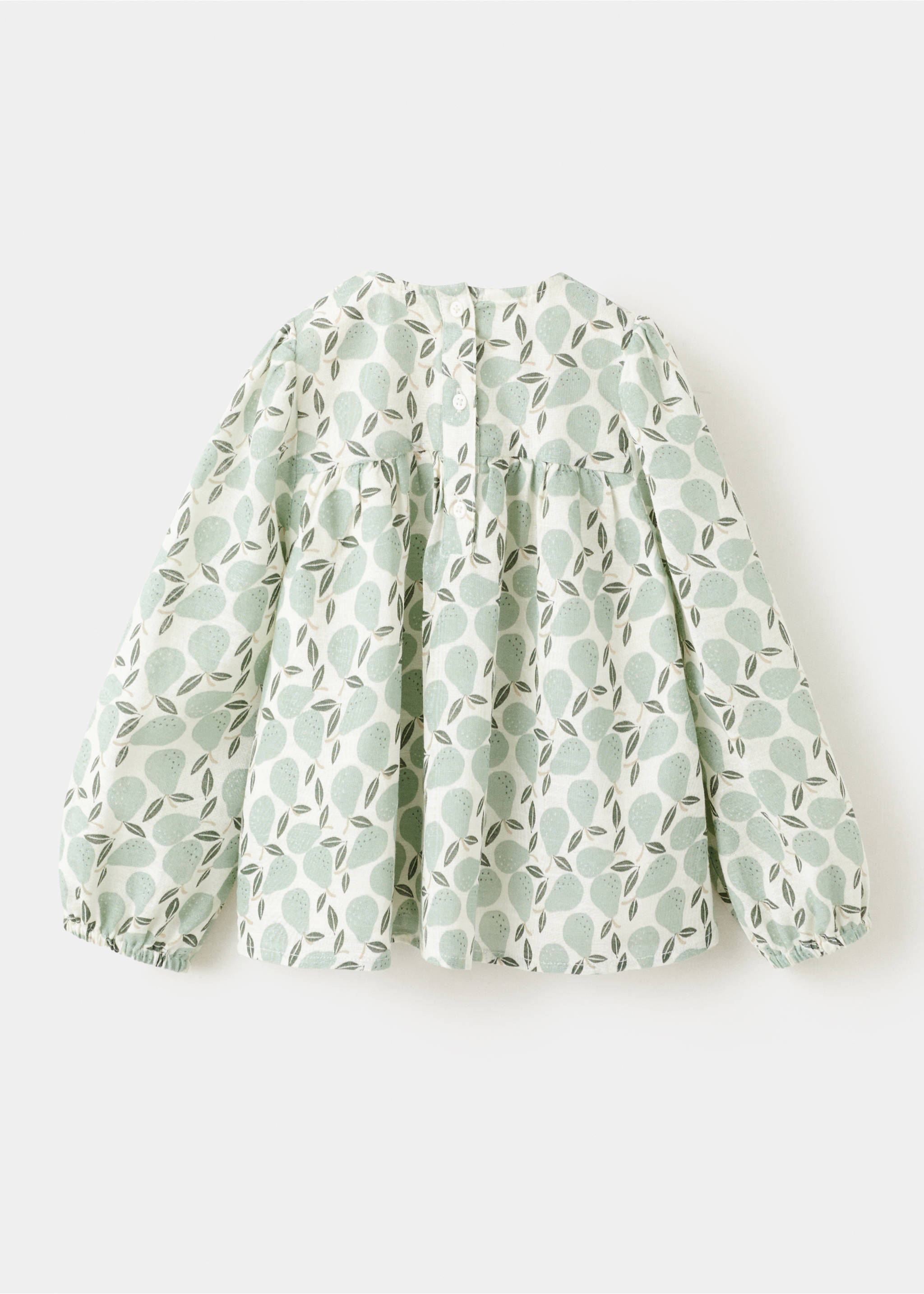 Blusa algodón estampado frutas - Reverso del artículo, Blanco roto. Ref: 27014775-00.